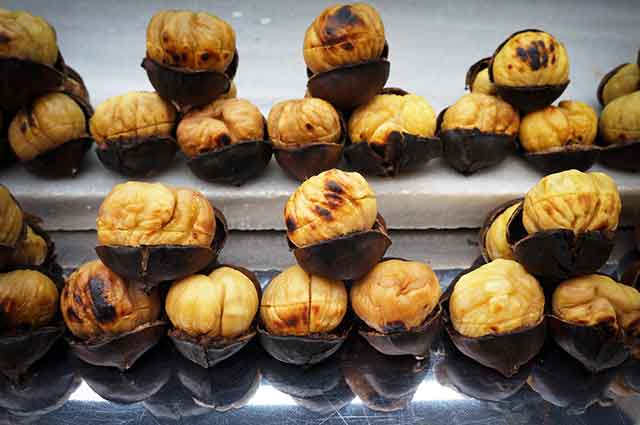 Roasted and Shelled European Sweet Chestnuts.