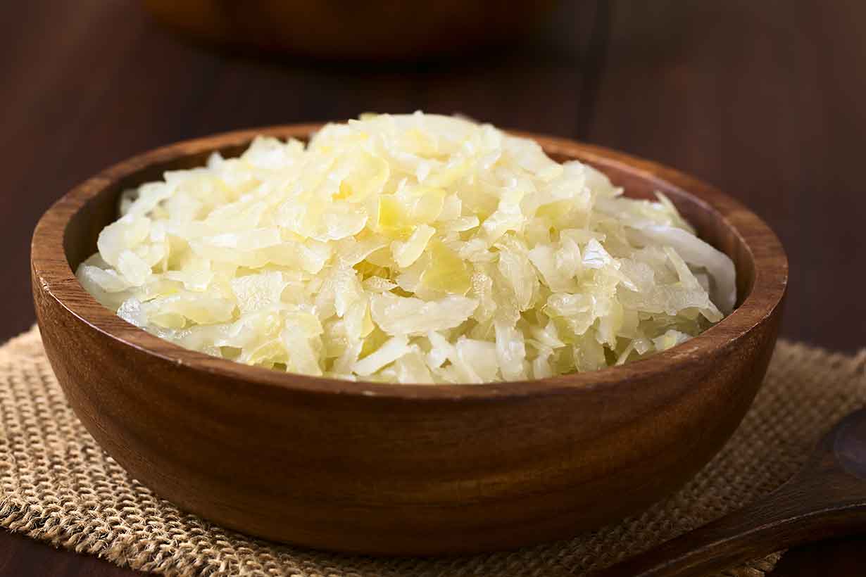 Brown Bowl of Fermented Sauerkraut.