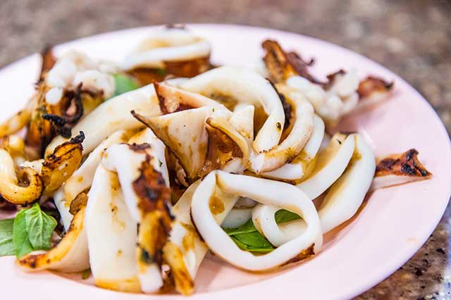 Grilled Calamari On a Plate.