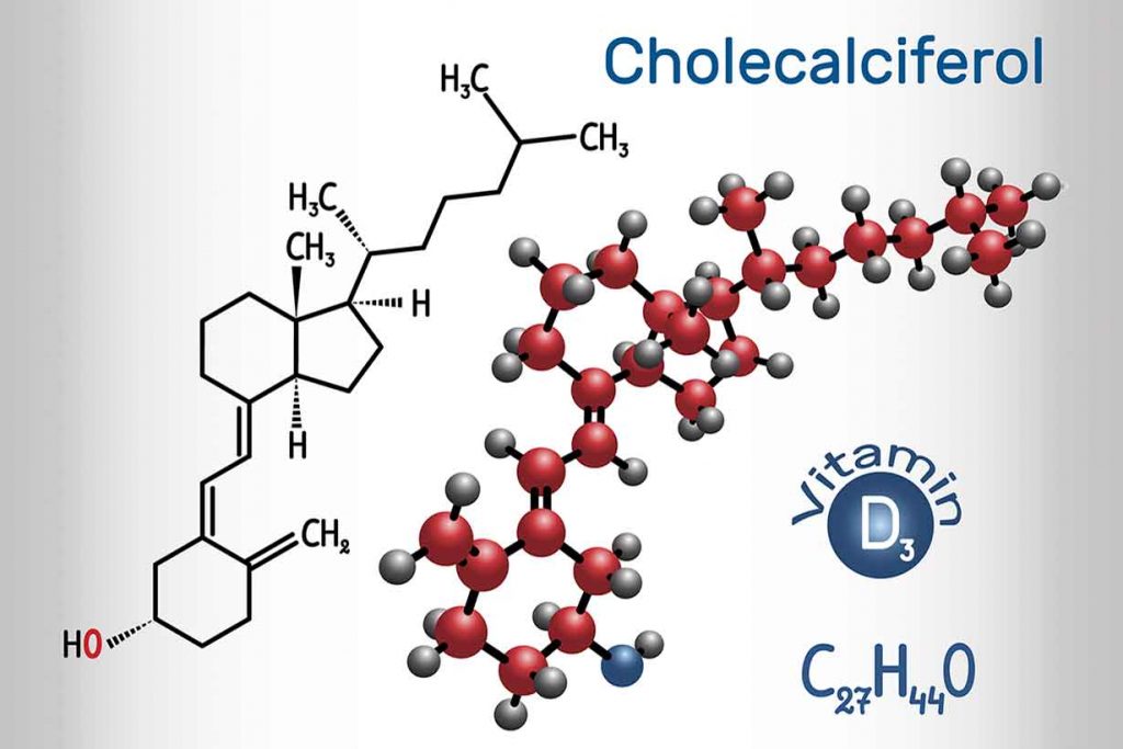 Cholecalciferol (Vitamin D) Structure and Chemical Formula.