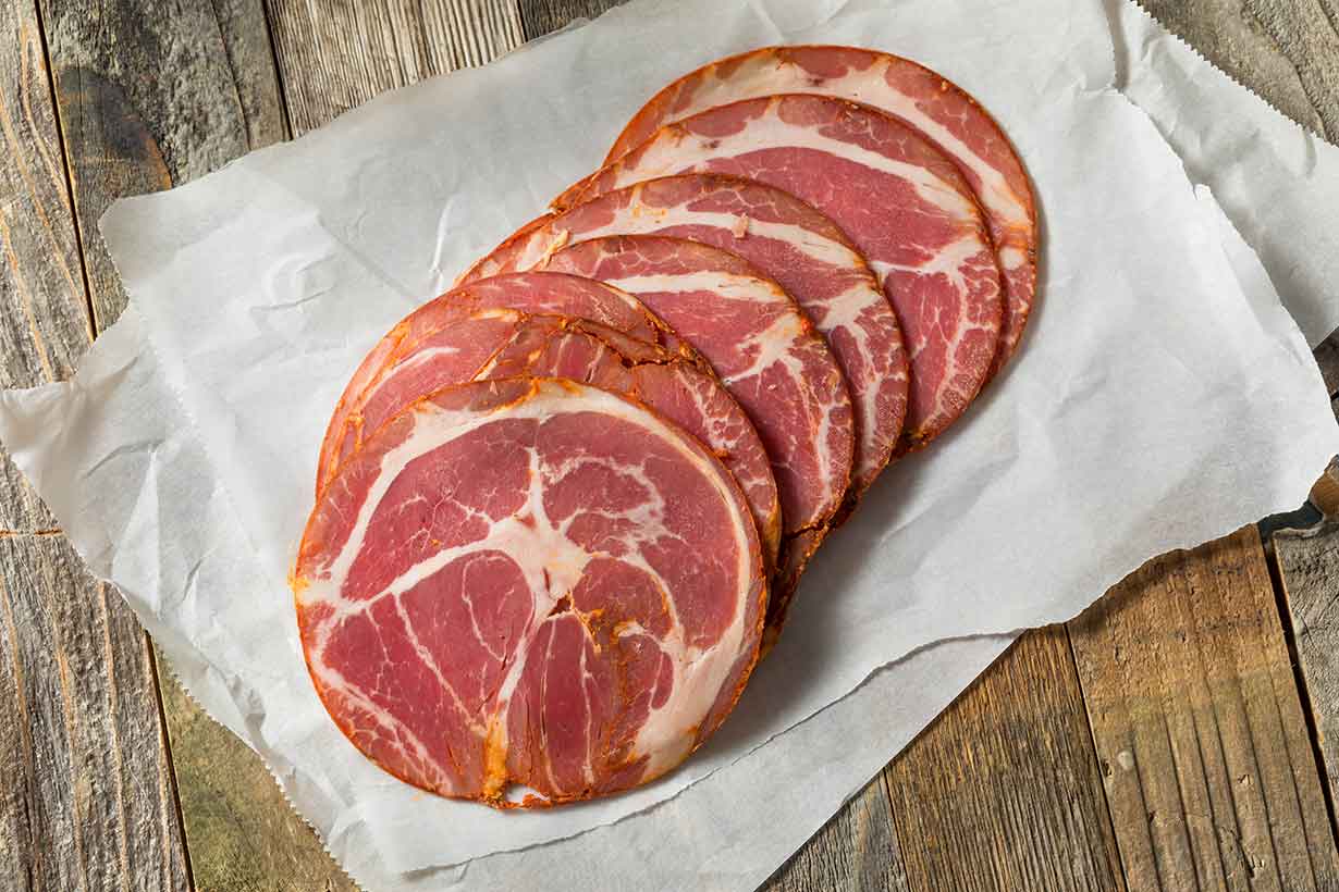 Slices of Capocollo.