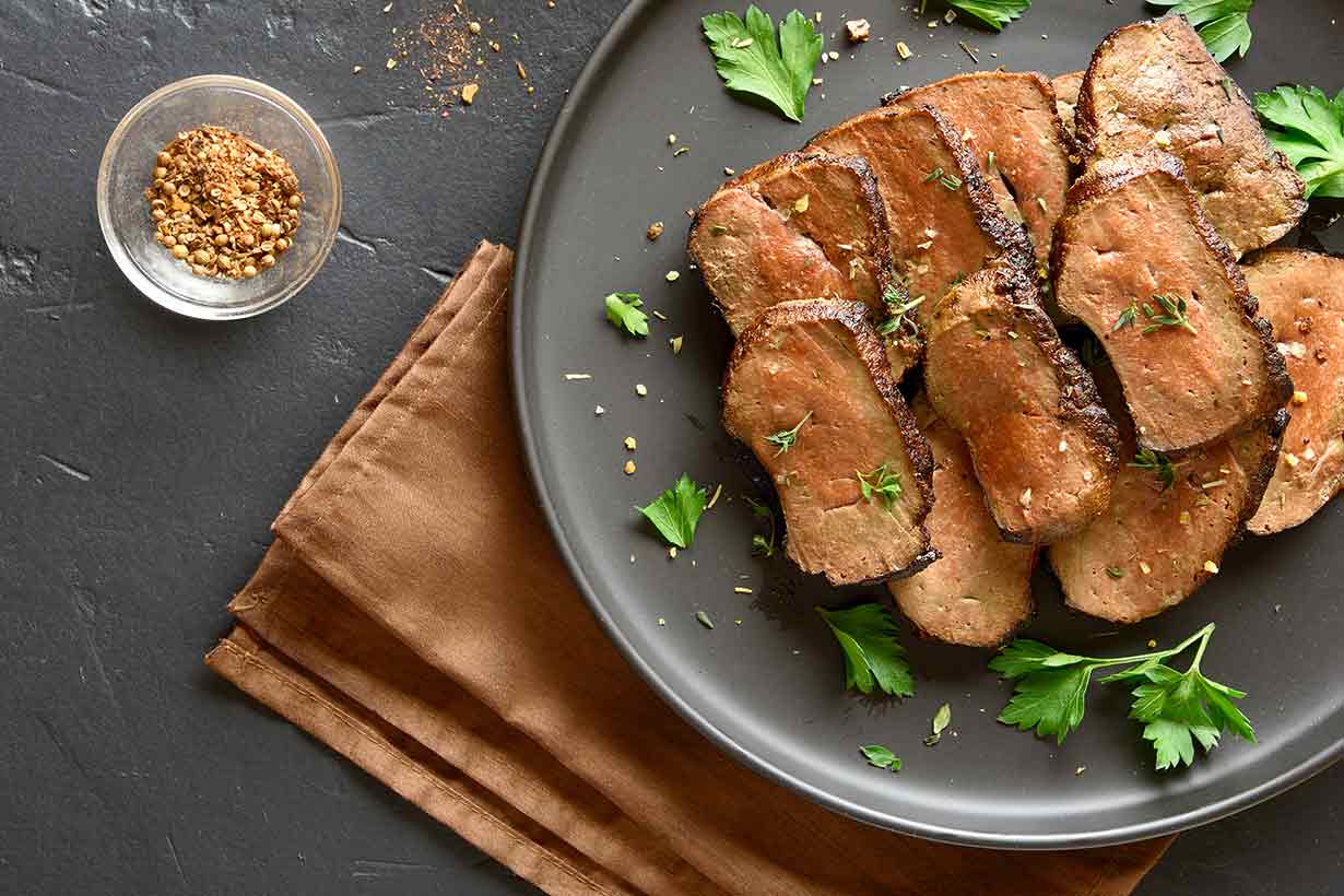 Beef Liver Slices On a Plate.