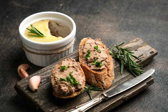 Pate Spread On Slices of Crusty Baguette.