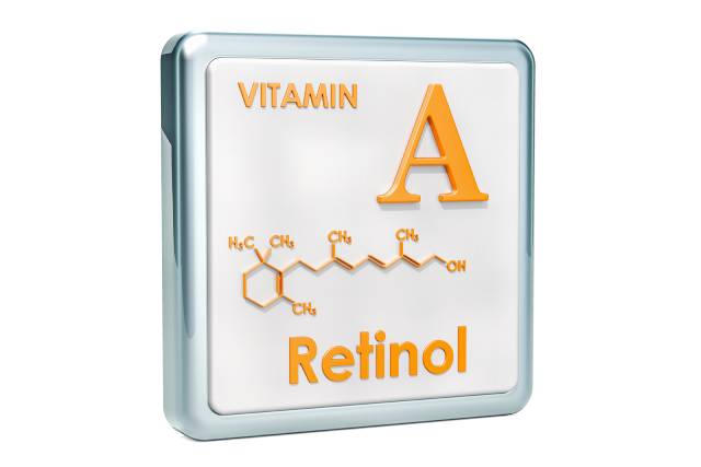 The Structure and Name of Vitamin A (Retinol).