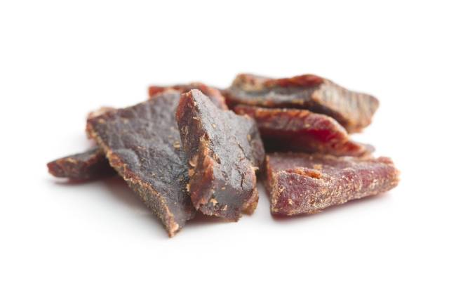 Pieces of Dried Beef Jerky.