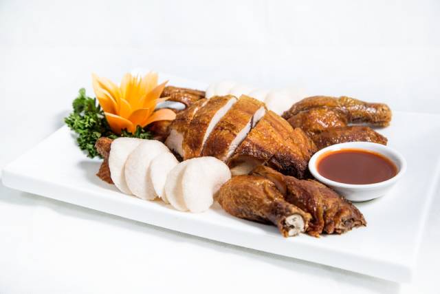 Roasted Cantonese Chicken Served With Tauco Sauce.