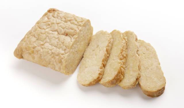 Slices of Indonesian Tempeh (Fermented Soy Curd).