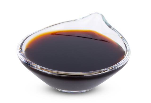 Soy Sauce In a Small Glass Bowl.