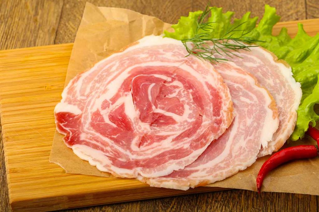 Round Slices of Pancetta.