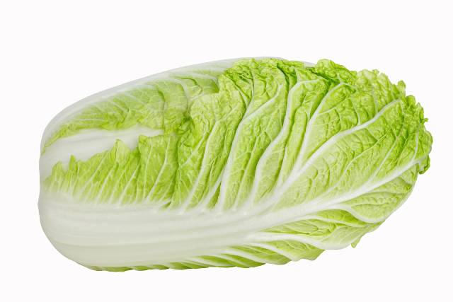 A leaf of napa cabbage (also known as Chinese cabbage).