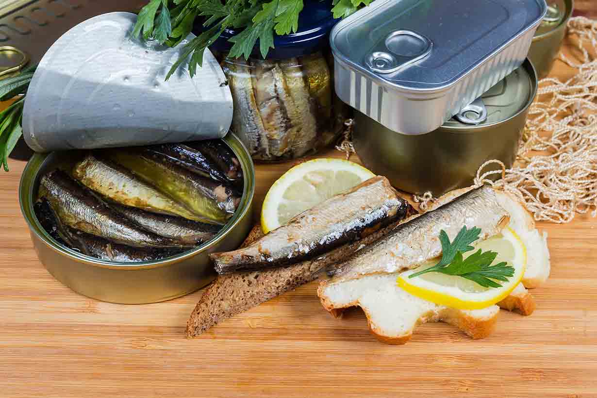 Can of Sprats and Sprats on Bread.