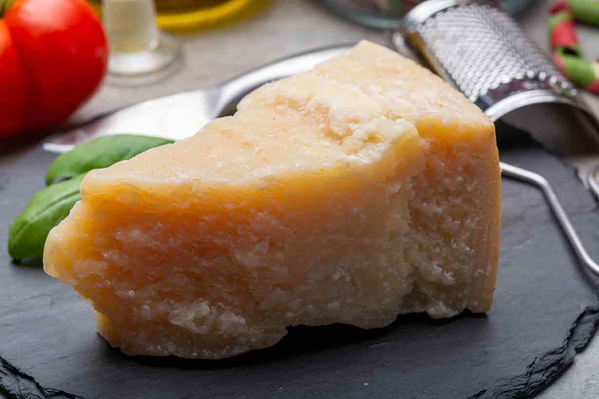 A Portion of Hard Aged Parmesan Cheese.