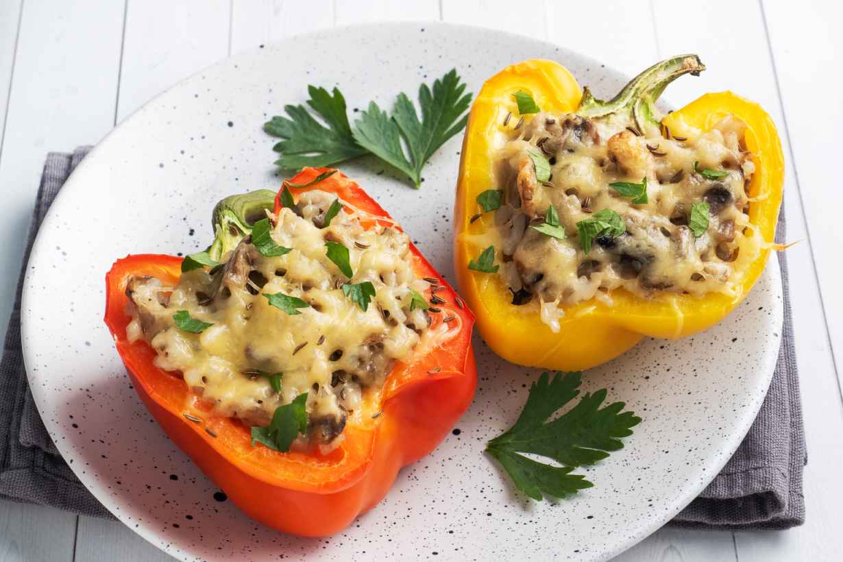 Oven-baked Stuffed Bell Peppers With Cheese.