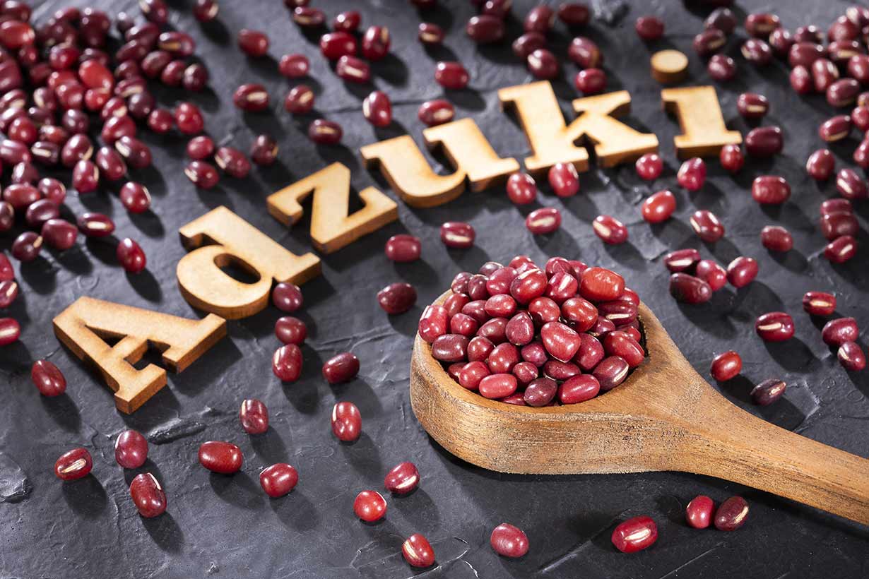 Adzuki Beans On a Wooden Spoon.