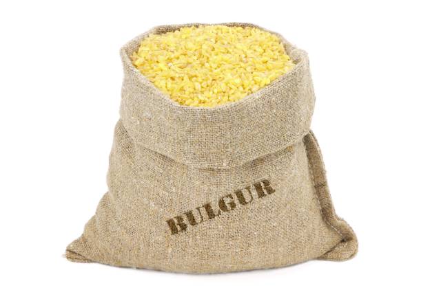 A Burlap Sack Full of Bulgur Grains.