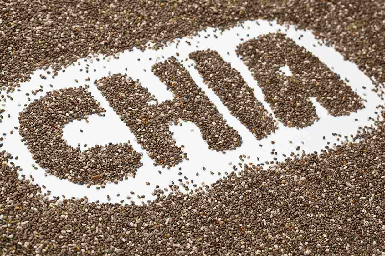 Chia Seeds Spelling Out the Word 'Chia.'