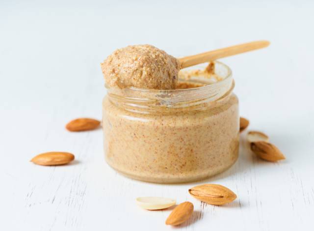 Glass Jar of Almond Butter.