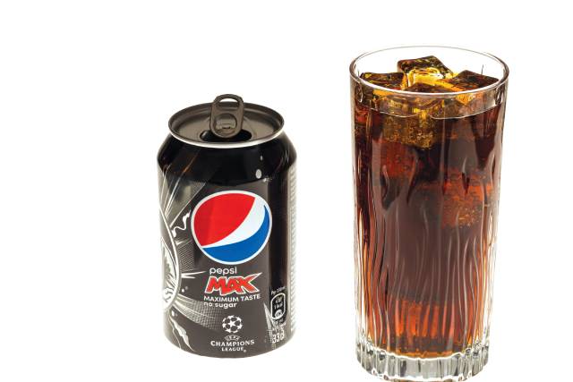 Can of Pepsi Max Next To Glass Full of the Drink.