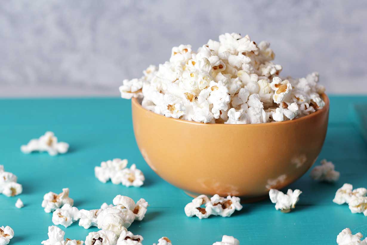 Air-Popped Popcorn in a Bowl.