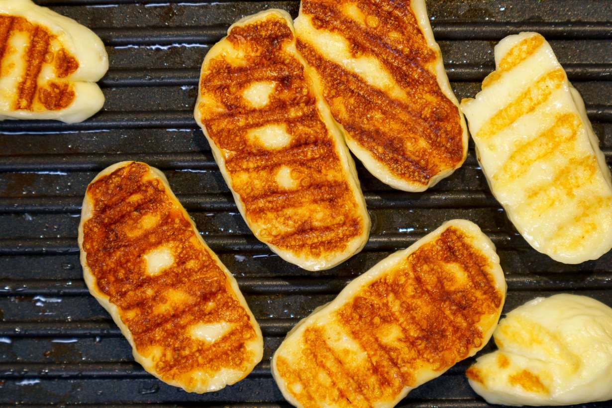 Grilled Slices of Halloumi Cheese.