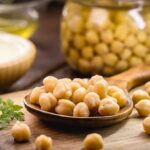 Chickpeas On a Wooden Spoon.