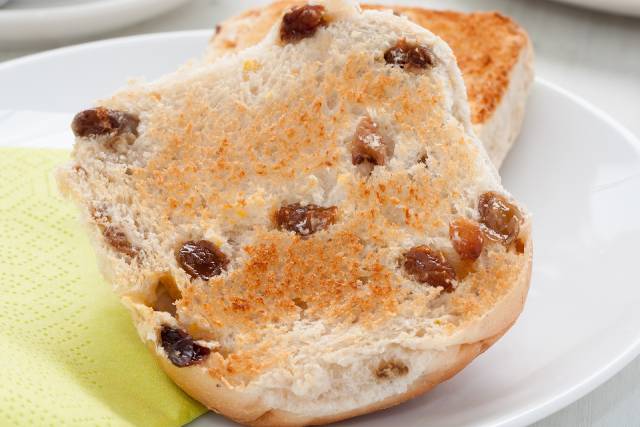 Halves of a Toasted Teacake.