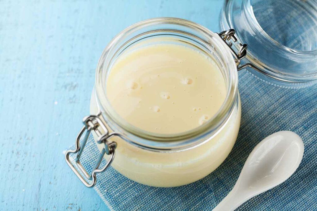 A Glass Jar of Evaporated Milk.