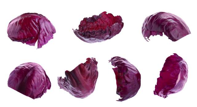 Red cabbage leaves.