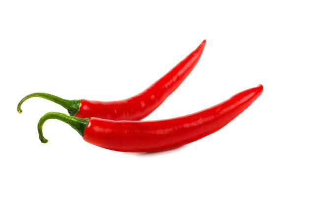 Two red chili peppers.