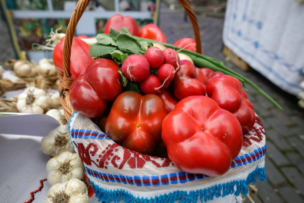 Various Red Vegetables In a Basket.