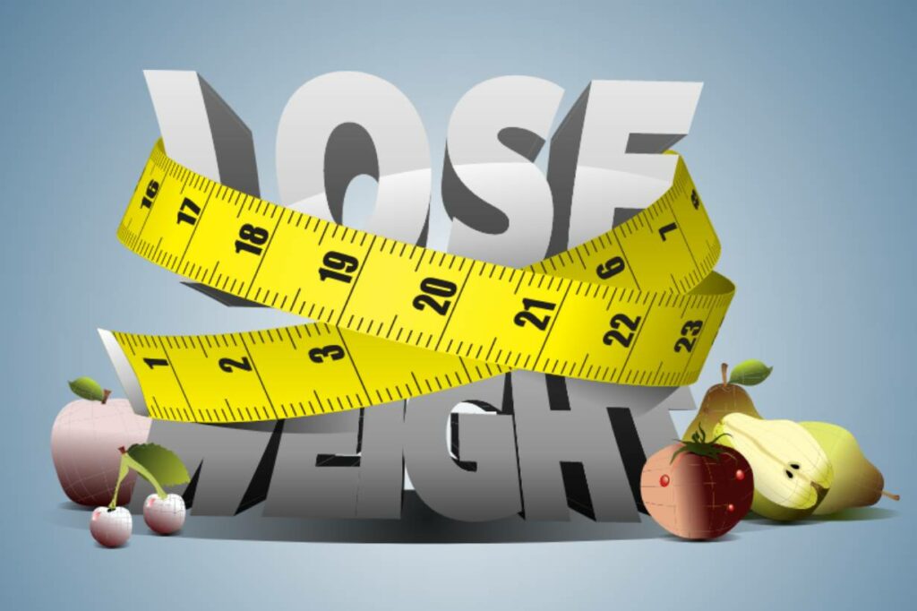 Text Saying 'Lose Weight' Next To Measuring Tape.