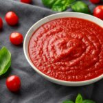 Tomato Passata In a White Bowl.