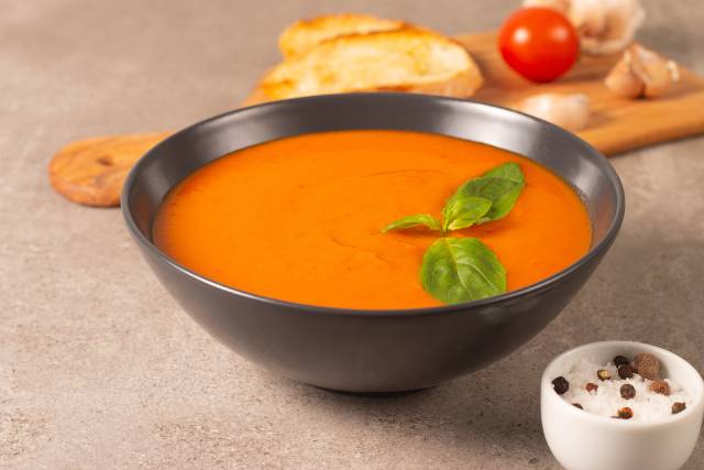 Tomato soup in a bowl.