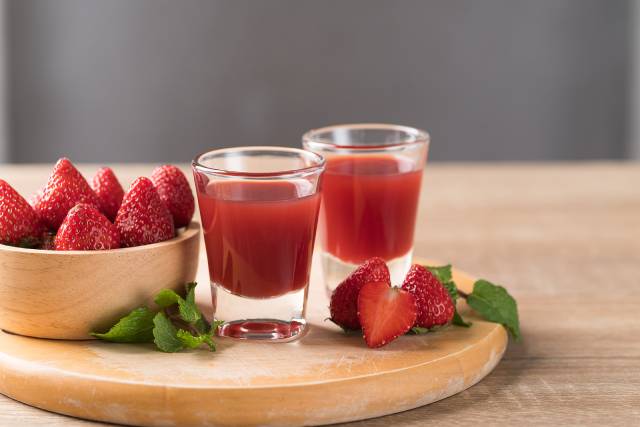 Two Glasses of Strawberry Juice.