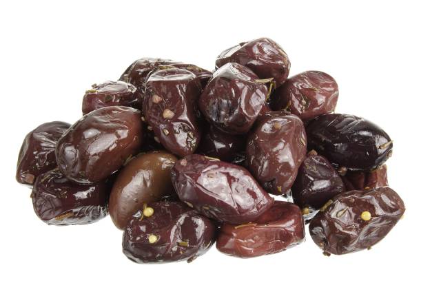 A pile of kalamata olives.