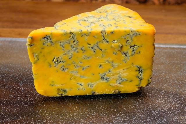 A piece of Shropshire Blue Cheese.