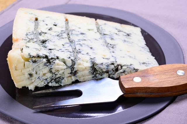 A Slice of Gorgonzola Blue Cheese.