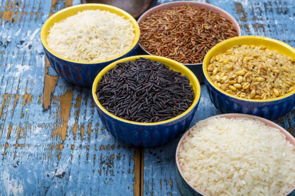 Different Types of Rice In Bowls.