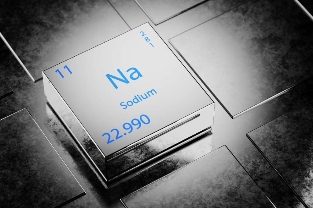 The element symbol for sodium.