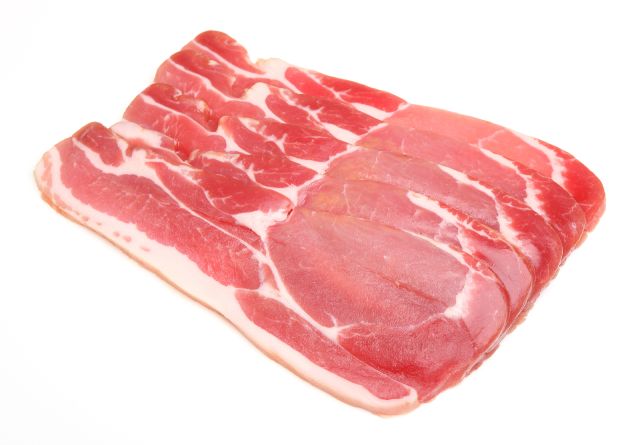 Slices of British-style back bacon.