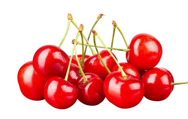 A pile of sweet red cherries.