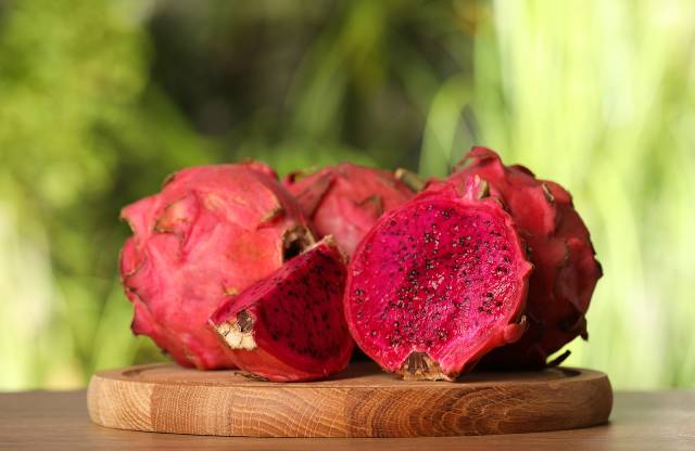 Red-fleshed dragon fruit (pitaya).