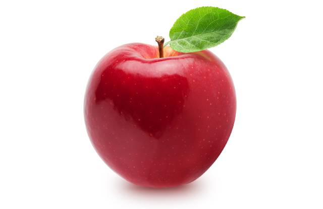 A shiny red delicious apple.