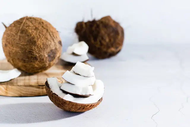 Several chunks of coconut meat.