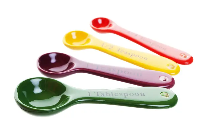 A colorful set of measuring spoons.