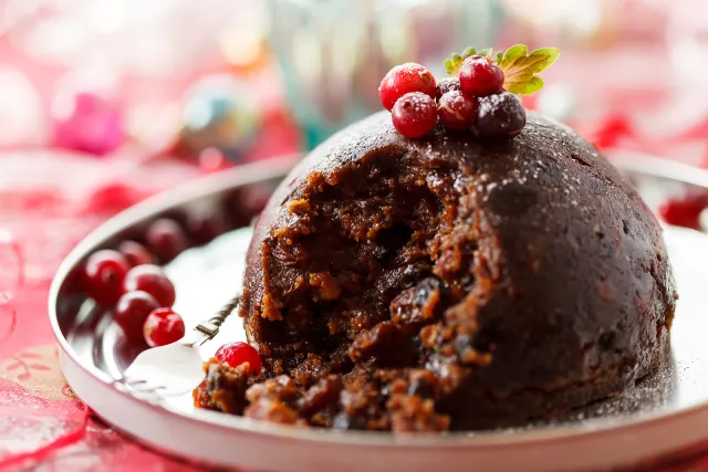 Christmas Pudding: a Traditional English Christmas Dessert.