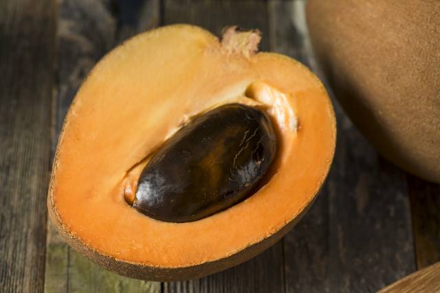 Half of a mamey sapote fruit.