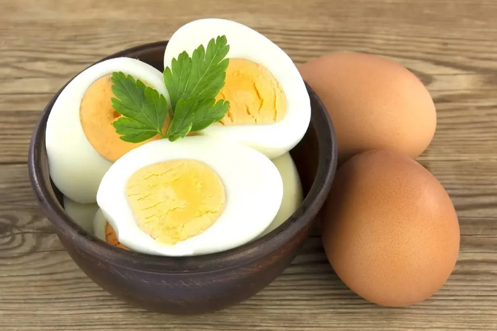 A picture of hard-boiled eggs: a convenient high-protein snack.