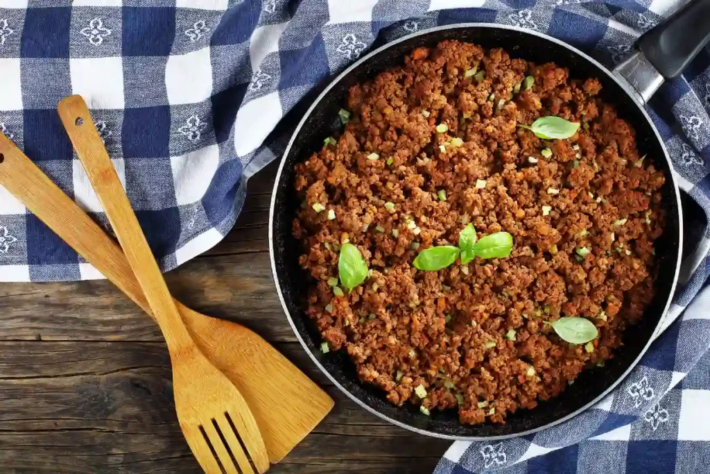 Cooked Ground Beef In a Skillet