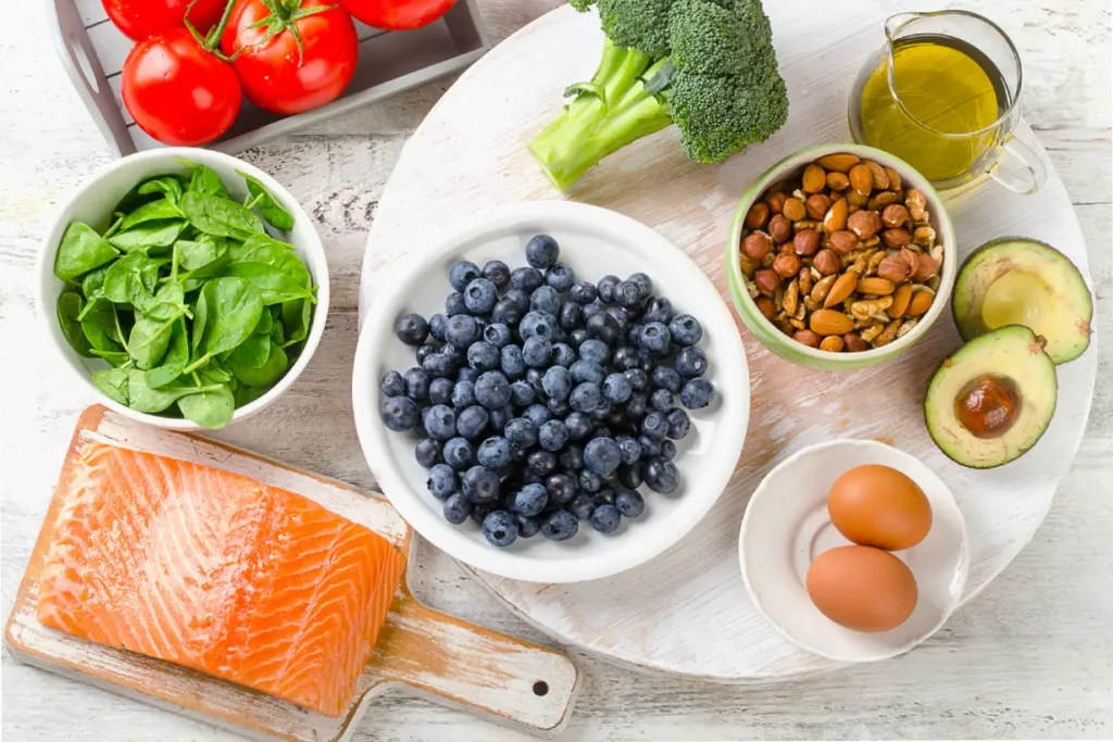 Some of the healthiest foods to include in your diet: blueberries, oily fish, vegetables nuts.